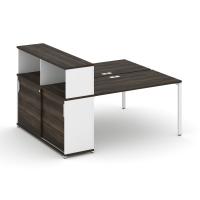 Concept Рабочая станция с опорным шкафом-купе с надставкой низ. CN.DRS-239 W Дуб Мали/Белый Бриллиант/Металл Белый 1800*1480*1140