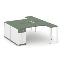 Concept Рабочая станция CN.DSA-402 W Кобо/Белый Бриллиант/Металл Белый 2000*1180*750