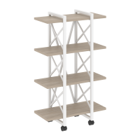 Loft Стеллаж на колесных опорах-4 полки VR.L-MST.K-4.4V Дуб Аттик/Металл Белый 800*400*1334