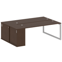 Metal System Quattro Рабочая станция с шкафом-купе на О-образном м/к 50БО.РС-СШК-1.5 Т Венге Цаво/Металл Серый 2210*1475*750