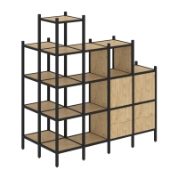 Loft Угловой внешний стеллаж наборный VR.L-58 Тиквуд Светлый/Металл Черный 862*1694*1869