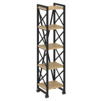 Loft Стеллаж на колесных опорах-5 полок VR.L-MST.K-5.4 Тиквуд Светлый/Металл Черный 400*400*1704
