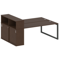 Metal System Quattro Рабочая станция с шкафом-купе на О-образном м/к 50БО.РС-СШК-2.5 Т Венге Цаво/Металл Антрацит 2210*1475*1098