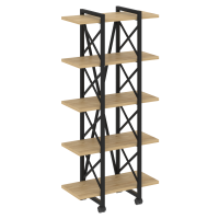 Loft Стеллаж на колесных опорах-5 полок VR.L-MST.K-5.4V Тиквуд Светлый/Металл Черный 800*400*1704