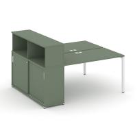 Concept Рабочая станция с опорным шкафом-купе с надставкой низ. CN.DRS-239 W Кобо/Металл Белый 1800*1480*1140