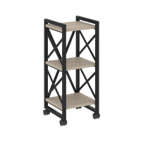 Loft Стеллаж на колесных опорах-3 полки VR.L-MST.K-3.4 Дуб Аттик/Металл Черный 400*400*968