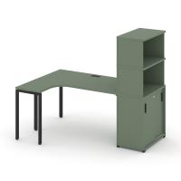 Concept Стол эргономичный с опорным шкафом-купе с надставкой выс.  CN.SA-222(L) B Кобо/Металл Черный 2000*1180*1530