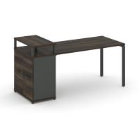 Concept Стеллаж 2 узкие секции, 4 ниши CN.STU-420 Дуб Винченцо/Антрацит/Металл Белый 836*420*1554