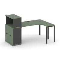 Concept Стол эргономичный с опорным распаш. шкафом с надставкой низ.  CN.SA-214(R) A Кобо/Антрацит/Металл Антрацит 2000*1180*1140
