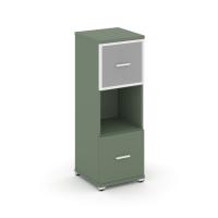 Concept Тумба двухсторонняя приставная 1 ящ.+1 распаш. фасад с надставкой. CN.DTGP-002 B Сандал Янтарный/Антрацит/Металл Черный 420*1480*750