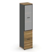 Concept Тумба опорная/приставная 1 ящ.+1 распаш. фасад с надставкой CN.TUO-006 B Дуб Мали/Антрацит/Металл Черный 420*420*917