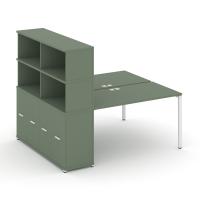 Concept Рабочая станция с опорным распаш. шкафом с надставкой выс. CN.DRS-230 W Кобо/Металл Белый 1600*1480*1530