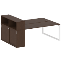 Metal System Quattro Рабочая станция с шкафом-купе на О-образном м/к 50БО.РС-СШК-2.5 Т Венге Цаво/Металл Белый 2210*1475*1098