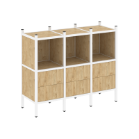 Loft Прямой стеллаж VR.L-07 Тиквуд Светлый/Металл Белый 1278*446*1047