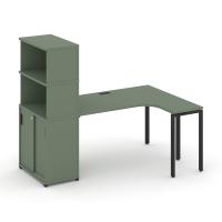 Concept Стол эргономичный с опорным шкафом-купе с надставкой выс.  CN.SA-222(R) B Кобо/Металл Черный 2000*1180*1530
