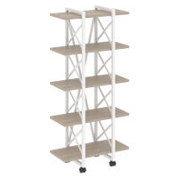 Loft Стеллаж на колесных опорах-5 полок VR.L-MST.K-5.4V Дуб Аттик/Металл Белый 800*400*1704