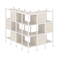 Loft Угловой внешний стеллаж наборный VR.L-52 Денвер Светлый/Металл Белый 1694*1278*1458