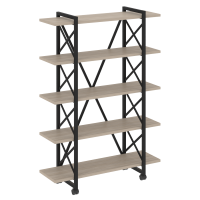 Loft Стеллаж на колесных опорах-5 полок VR.L-MST.K-5.8V Дуб Аттик/Металл Черный 1200*400*1704