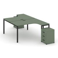 Concept Рабочая станция с 2 опорными тумбами CN.DSA-308 B Кобо/Металл Черный 1580*2400*750