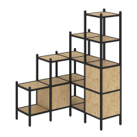 Loft Угловой внутренний стеллаж VR.L-40 Тиквуд Светлый/Металл Черный 1278*1278*1869