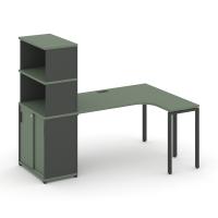 Concept Стол эргономичный с опорным шкафом-купе с надставкой выс.  CN.SA-221(R) A Кобо/Антрацит/Металл Антрацит 1800*1180*1530