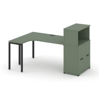 Concept Стол эргономичный с опорным распаш. шкафом с надставкой низ.  CN.SA-213(L) B Кобо/Металл Черный 1800*1180*1140