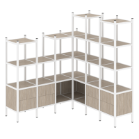 Loft Угловой внутренний стеллаж VR.L-41 Дуб Аттик/Металл Белый 1694*1694*1869