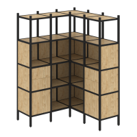 Loft Угловой внутренний стеллаж VR.L-33 Тиквуд Светлый/Металл Черный 1278*1278*1869