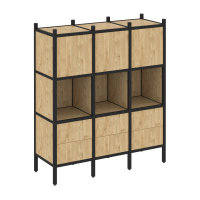 Loft Прямой стеллаж VR.L-08 Тиквуд Светлый/Металл Черный 1278*446*1458