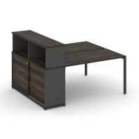 Concept Рабочая станция с опорным шкафом-купе с надставкой низ. CN.DRS-239 A Дуб Мали/Антрацит/Металл Антрацит 1800*1480*1140