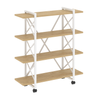 Loft Стеллаж на колесных опорах-4 полки VR.L-MST.K-4.8V Тиквуд Светлый/Металл Белый 1200*400*1334
