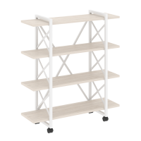 Loft Стеллаж на колесных опорах-4 полки VR.L-MST.K-4.8V Денвер Светлый/Металл Белый 1200*400*1334
