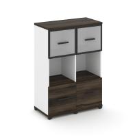 Concept Шкаф 2 узкие секции, 3 ниши CN.STU-325 RMB B Дуб Мали/Белый Бриллиант/Металл Черный/Сатин 836*420*1186