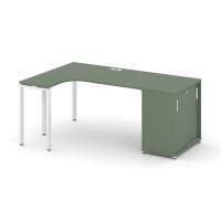 Concept Стол эргономичный с опорным шкафом-купе  CN.SA-218(L) W Кобо/Металл Белый 2000*1180*750