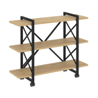 Loft Стеллаж на колесных опорах-3 полки VR.L-MST.K-3.8V Тиквуд Светлый/Металл Черный 1200*400*968
