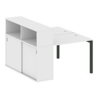 Metal System Quattro Рабочая станция с шкафом-купе на П-образном м/к 50БП.РС-СШК-2.1 Т Белый/Металл Антрацит 1410*1475*1098