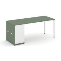 Concept Стол рабочий с опорным распаш. шкафом CN.SP-218 W Кобо/Белый Бриллиант/Металл Белый 1600*720*750