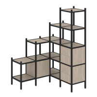 Loft Угловой внутренний стеллаж VR.L-40 Дуб Аттик/Металл Черный 1278*1278*1869