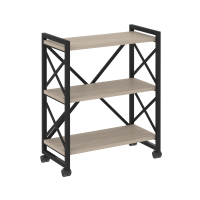 Loft Стеллаж на колесных опорах-3 полки VR.L-MST.K-3.8 Дуб Аттик/Металл Черный 800*400*968