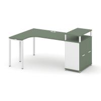 Concept Стол эргономичный с опорным распаш. шкафом с верх. горизонтом CN.SA-212(L) W Кобо/Белый Бриллиант/Металл Белый 2000*1180*917