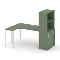 Concept Стол эргономичный с опорным шкафом-купе с надставкой выс.  CN.SA-222(L) W Кобо/Металл Белый 2000*1180*1530