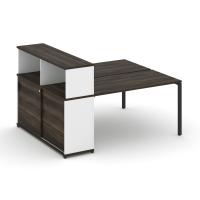 Concept Рабочая станция с опорным шкафом-купе с надставкой низ. CN.DRS-239 B Дуб Мали/Белый Бриллиант/Металл Черный 1800*1480*1140