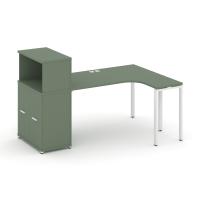 Concept Стол эргономичный с опорным распаш. шкафом с надставкой низ.  CN.SA-214(R) W Кобо/Металл Белый 2000*1180*1140
