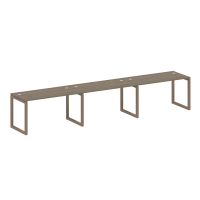 Metal System Quattro Рабочая станция на 3 места на О-образном м/к 50БО.СМ-3.3 Вяз Благородный/Металл Мокко 4200*720*750