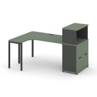 Concept Стол эргономичный с опорным распаш. шкафом с надставкой низ.  CN.SA-214(L) A Кобо/Антрацит/Металл Антрацит 2000*1180*1140