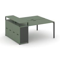Concept Рабочая станция с опорным распаш. шкафом с верх. горизонтом  CN.DRS-223 A Кобо/Антрацит/Металл Антрацит 1800*1480*917