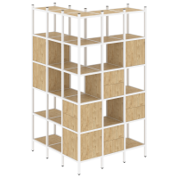 Loft Угловой внешний стеллаж наборный VR.L-53 Тиквуд Светлый/Металл Белый 1278*1278*2280