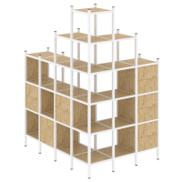Loft Угловой внешний стеллаж наборный VR.L-56 Тиквуд Светлый/Металл Белый 1694*1278*2280