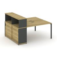 Concept Рабочая станция с опорным шкафом-купе с надставкой низ. CN.DRS-240 A Дуб Винченцо/Антрацит/Металл Антрацит 2000*1480*1140