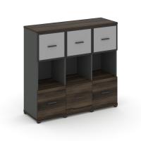 Concept Шкаф 3 узкие секции, 3 ниши CN.STU-335 RMB A Дуб Мали/Антрацит/Металл Антрацит/Сатин 1252*420*1186